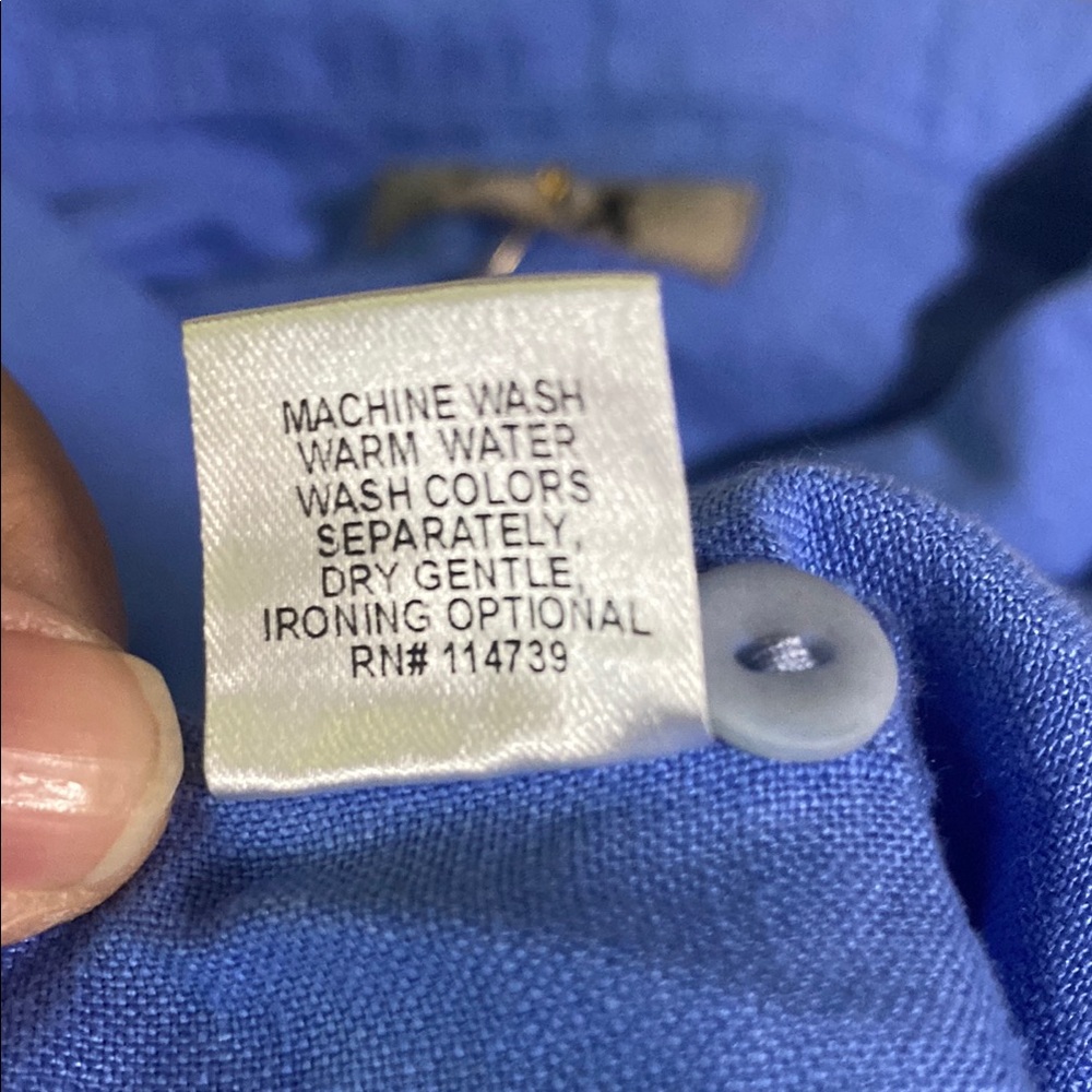 Flax Linen Cornflower Blue Popover Relaxed Polo Collar NWT Size L 14-16 Timeless - Picture 11 of 13